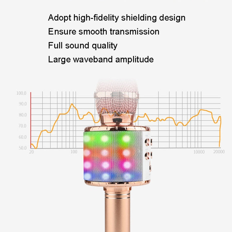 WS-858L LED Light Flashing Wireless Capacitance Microphone Comes With Audio Mobile Phone Bluetoon Live Microphone(Gold)