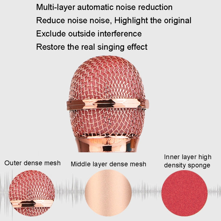 WS-858L LED Light Flashing Wireless Capacitance Microphone Comes With Audio Mobile Phone Bluetoon Live Microphone(Gold)