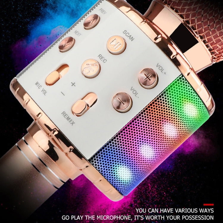 WS-858L LED Light Flashing Wireless Capacitance Microphone Comes With Audio Mobile Phone Bluetoon Live Microphone(Gold)