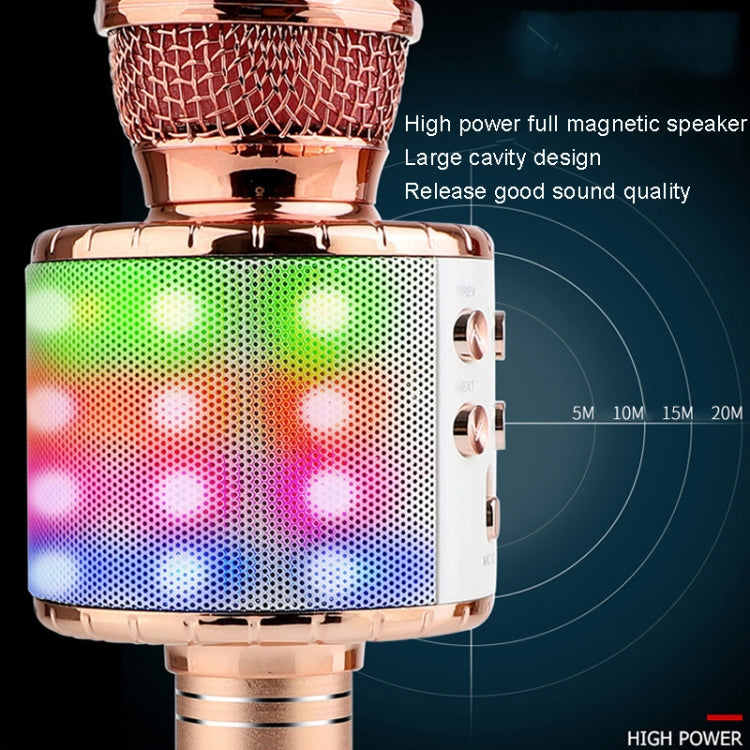WS-858L LED Light Flashing Wireless Capacitance Microphone Comes With Audio Mobile Phone Bluetoon Live Microphone(Gold)