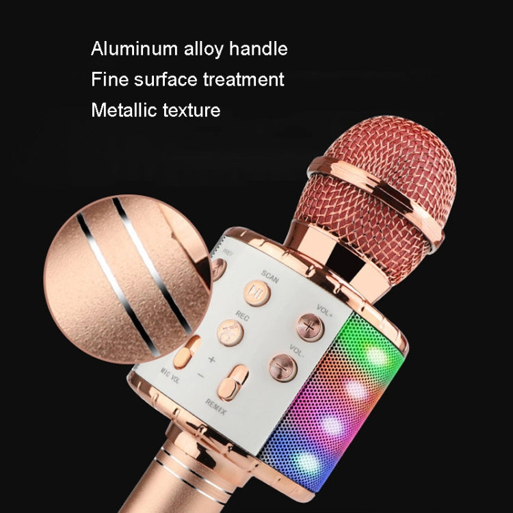 WS-858L LED Light Flashing Wireless Capacitance Microphone Comes With Audio Mobile Phone Bluetoon Live Microphone(Gold)