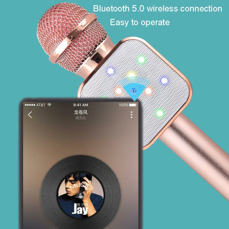 WS-1818 LED Light Flashing Microphone Self-contained Audio Bluetooth Wireless Microphone(Rose Gold)