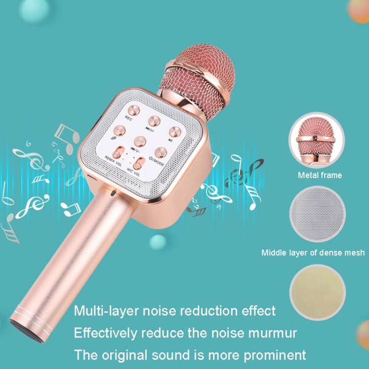 WS-1818 LED Light Flashing Microphone Self-contained Audio Bluetooth Wireless Microphone(Rose Gold)