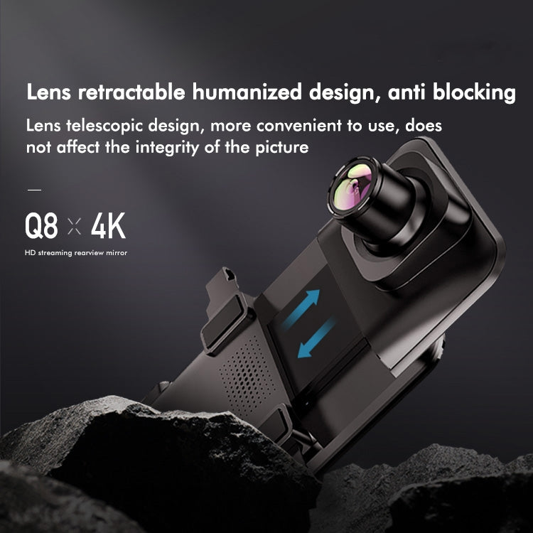 Anytek Q8 4K HD Large Screen Car Recorder Double Record Reversing Image Rear View Mirror  Recorder
