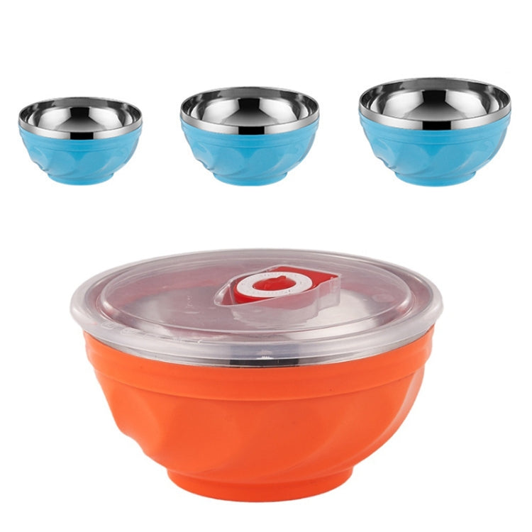 6pcs /Set 13cm Double-Layer Stainless Steel Bowl With Lid Children Dinner Insulated Rice Bowl(6 Colors Matching)