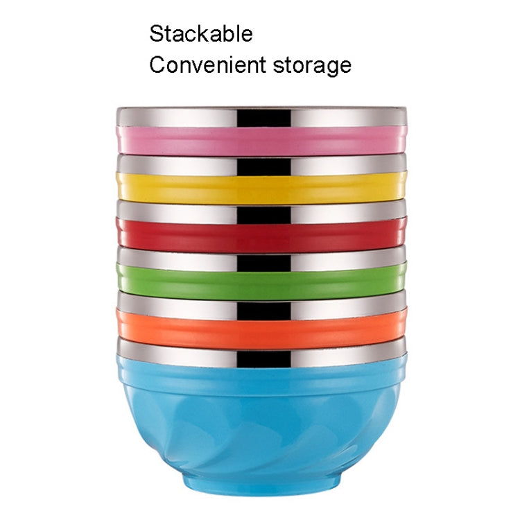 6pcs /Set 13cm Double-Layer Stainless Steel Bowl With Lid Children Dinner Insulated Rice Bowl(6 Colors Matching)