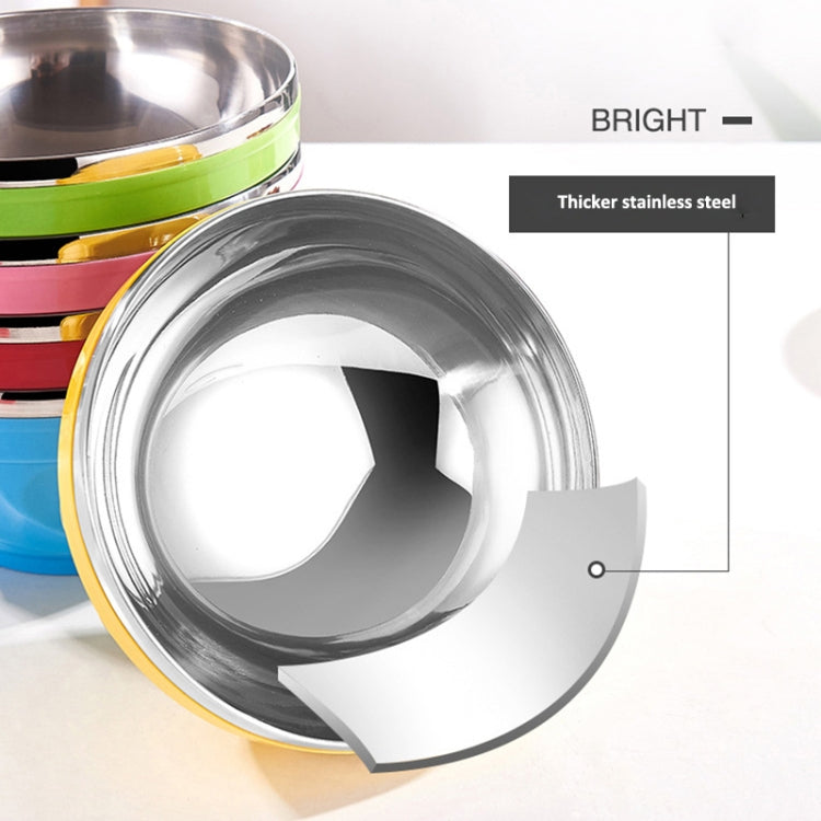 6pcs /Set 13cm Double-Layer Stainless Steel Bowl With Lid Children Dinner Insulated Rice Bowl(6 Colors Matching)
