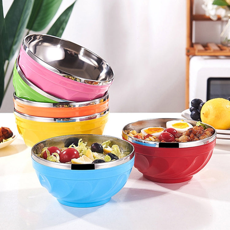 6pcs /Set 13cm Double-Layer Stainless Steel Bowl With Lid Children Dinner Insulated Rice Bowl(6 Colors Matching)