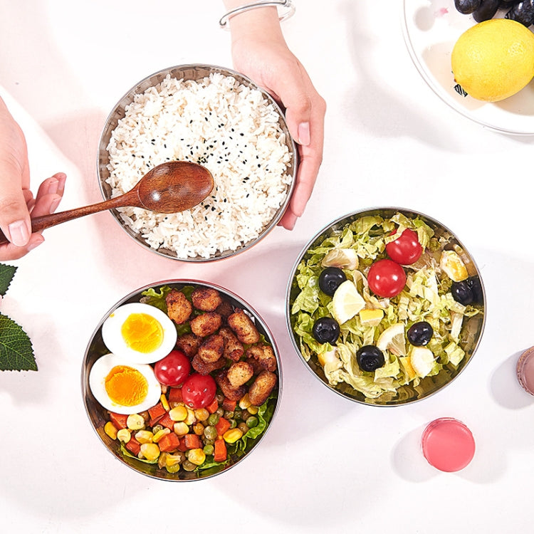 6pcs /Set 13cm Double-Layer Stainless Steel Bowl With Lid Children Dinner Insulated Rice Bowl(6 Colors Matching)