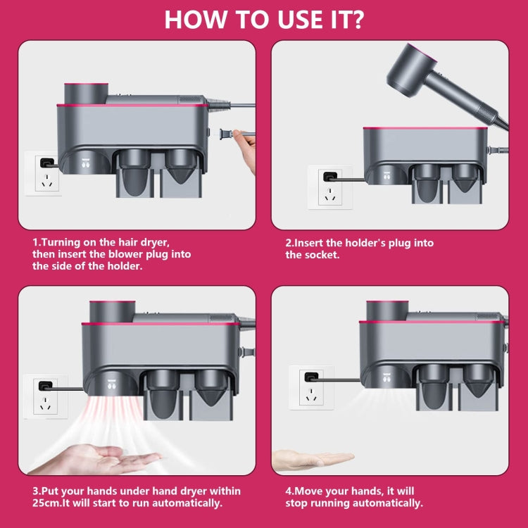 For Dyson Hair Dryer Bracket Storage Rack Wall Mounted Organizer Holders Ordinary Black Nickel