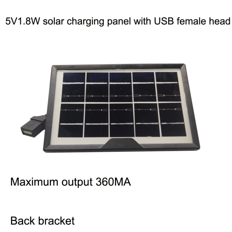 Small Table Lamp Flashlight With USB Female Head 5V/1.8W Solar Panel(Black)