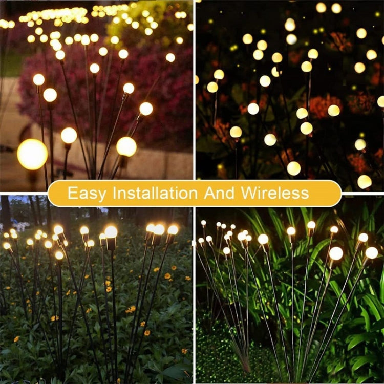 2sets Solar Firefly Lights Christmas Outdoor Garden Waterproof Lawn Lights, Color: 10 Head Color Light
