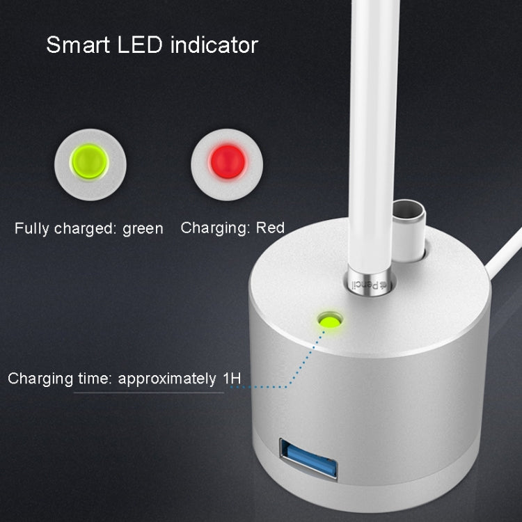 For Apple Pencil 1 USB Charging Adapter Metal Base With LED Indicator, Color: Black