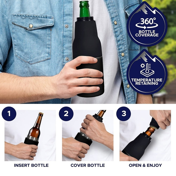 Beer Bottle and Can Cooler with Beer Opener (Black Colour)