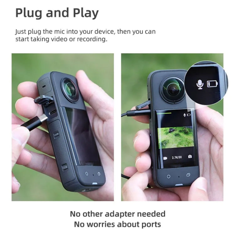 For Insta360 ONE RS Sunnylife MC490 Collar Microphone Motion Camera Recording Wheat