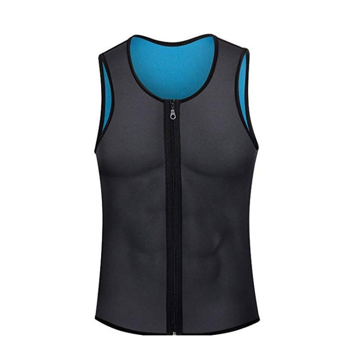 Men Fitness Corset Neoprene Sports Tummy Control Shapewear Zipper Tank Top Workout Wear, Size: 4XL(Gray Blue)