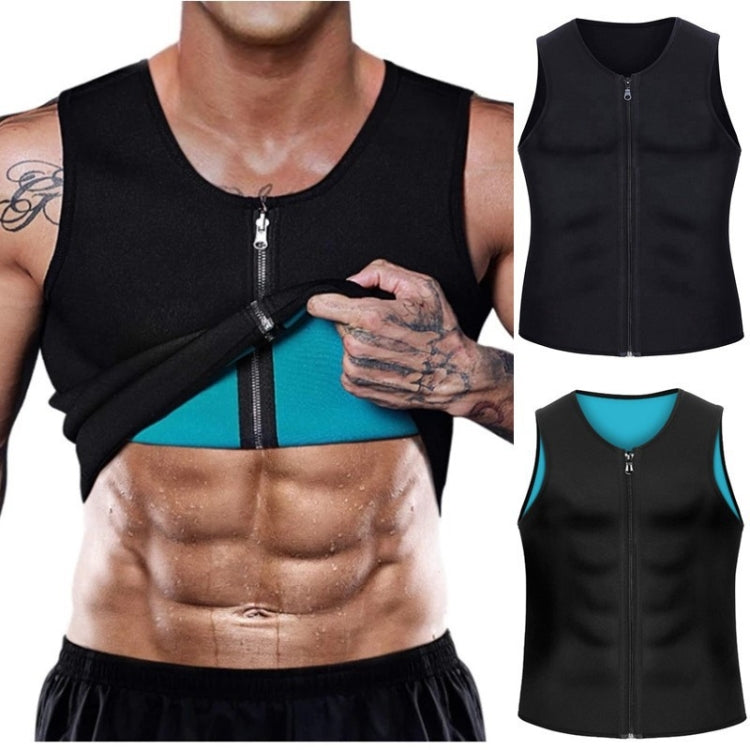 Men Fitness Corset Neoprene Sports Tummy Control Shapewear Zipper Tank Top Workout Wear, Size: 4XL(Gray Blue)