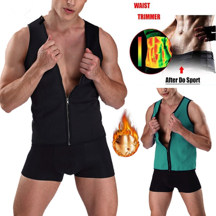 Men Fitness Corset Neoprene Sports Tummy Control Shapewear Zipper Tank Top Workout Wear, Size: 4XL(Gray Blue)