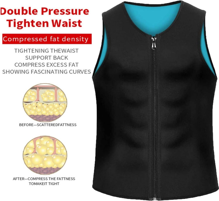 Men Fitness Corset Neoprene Sports Tummy Control Shapewear Zipper Tank Top Workout Wear, Size: 4XL(Gray Blue)