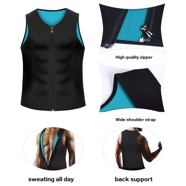 Men Fitness Corset Neoprene Sports Tummy Control Shapewear Zipper Tank Top Workout Wear, Size: 4XL(Gray Blue)