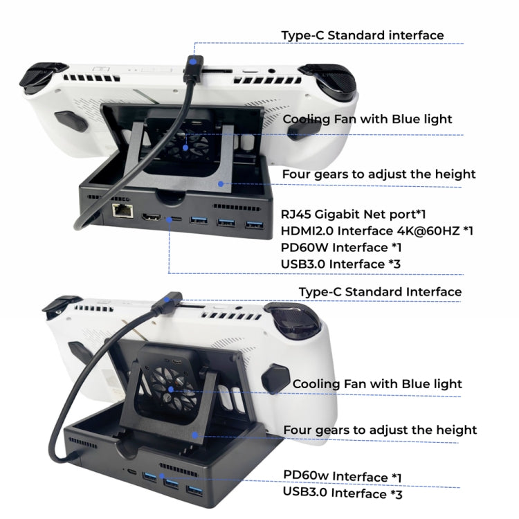 For ASUS ROG ALLY Charging Base Multifunctional Docking Station, Spec: 6 -in-1 Version