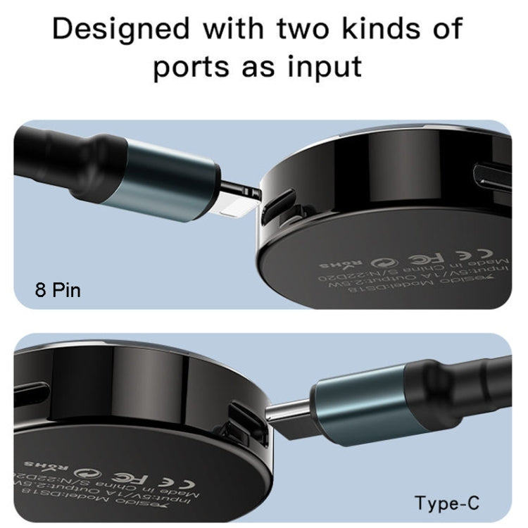 Yesido DS19 For Samsung Smart Watch Portable Charger Dual Input Port Magnetic Wireless Charger(Black)