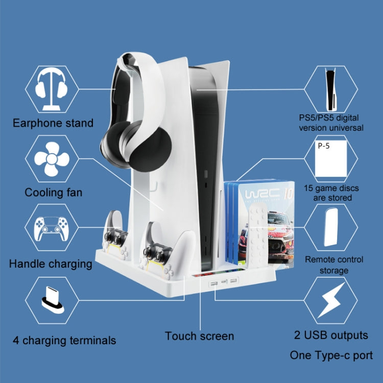 iplay for PS5 Host Cooling Handle Charging Base with Disc Storage Rack, HBP-271s