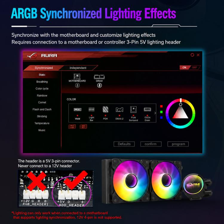 EVESKY  Water Cooler Cpu Fan RGB Fan Liquid Heatsink Integrated Radiator, 120mm Colorful, 120mm RGB, 240mm, 360mm