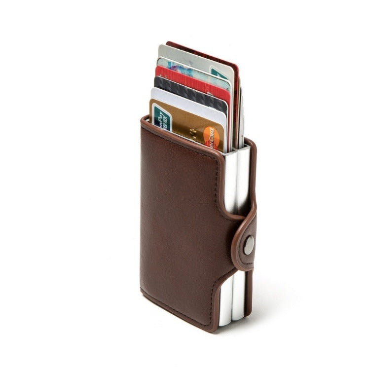 Automatic Pop-up Card Holder Metal Card Box RFID Credit Card Bank Card Box Wallet(Black)