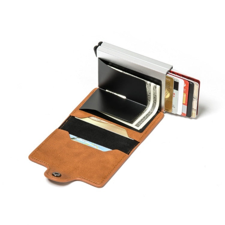 Automatic Pop-up Card Holder Metal Card Box RFID Credit Card Bank Card Box Wallet(Black)