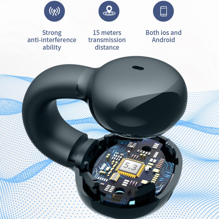 Single Ear Stereo Ear Clamp Type Bone Conduction Bluetooth Earphone(Black)