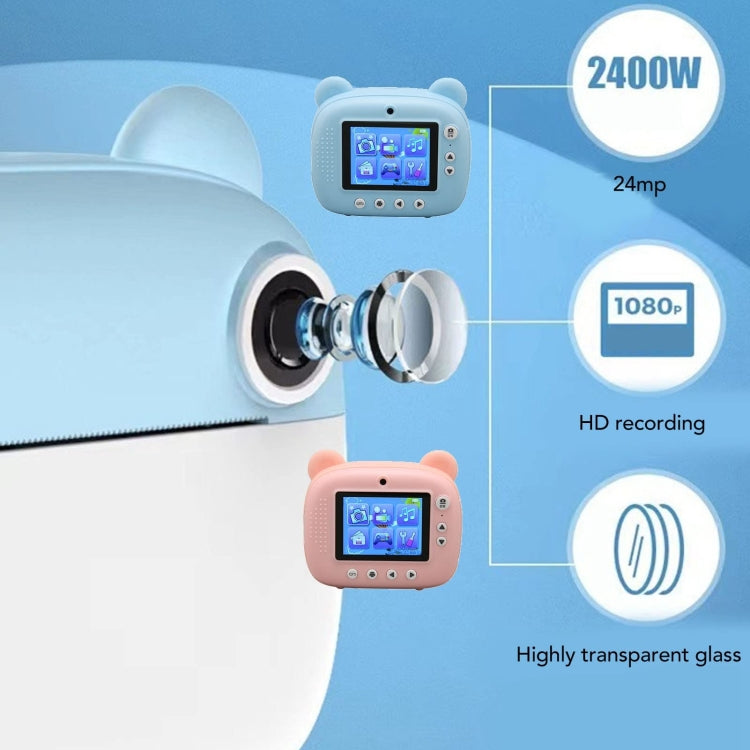 Children Instant Print Camera 1080P 2.4-Inch IPS Screen Dual Lens Photography Camera(Blue)