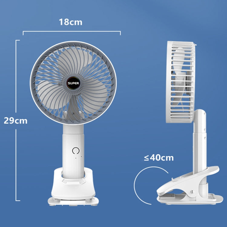 Desktop Portable USB Charging Clip Fan Multifunctional Rotatable Handheld Fan(Gray)