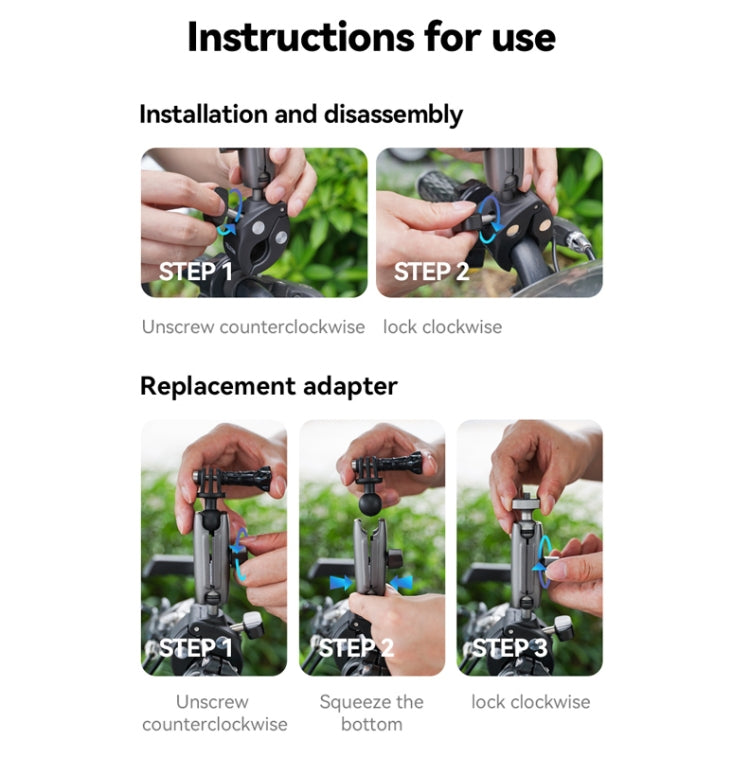 TELESIN  Aluminum Alloy Crab Claw Handlebar Tube Clamp For Sports Camera Mobile Phones, Aluminum Alloy