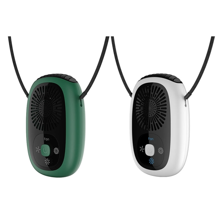 Leafless Hanging Neck Fan Mini Handheld Fan USB Rechargeable Fan With Negative Ions Green