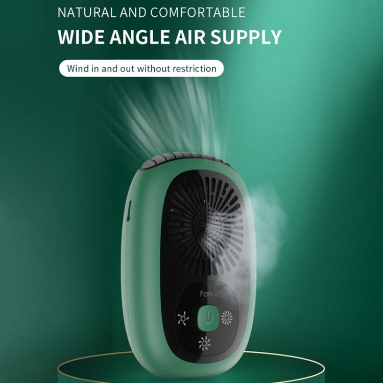 Leafless Hanging Neck Fan Mini Handheld Fan USB Rechargeable Fan With Negative Ions Green