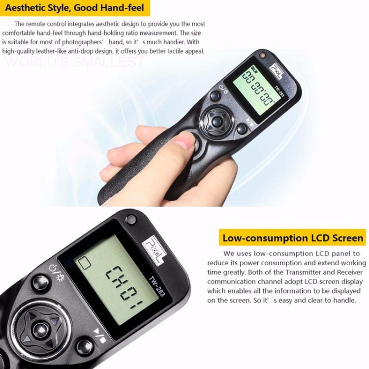 Pixel TW283 Shutter Wireless Delay Remote Control SLR Shutter Flasher, For Canon E3, For Canon N3, For Nikon DC0, For Nikon DC2, For Sony S1, For Sony S2, For Instax 90, For Instax E3