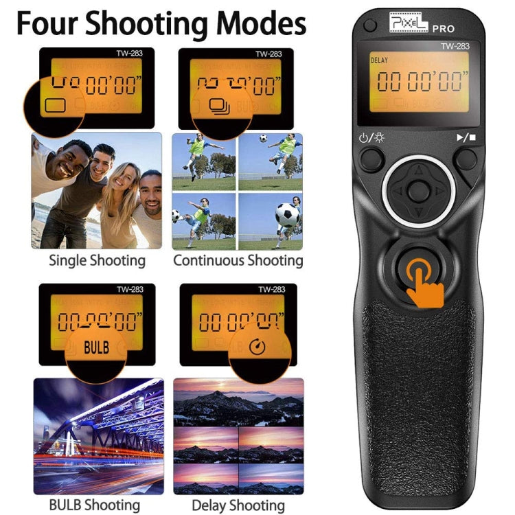 Pixel TW283 Shutter Wireless Delay Remote Control SLR Shutter Flasher, For Canon E3, For Canon N3, For Nikon DC0, For Nikon DC2, For Sony S1, For Sony S2, For Instax 90, For Instax E3