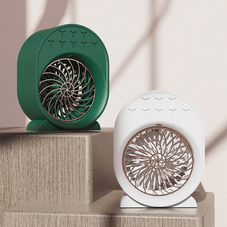 USB Spray Humidification Air Conditioning Fan Small Portable Desktop Air Cooler, Style: Charging (Green)