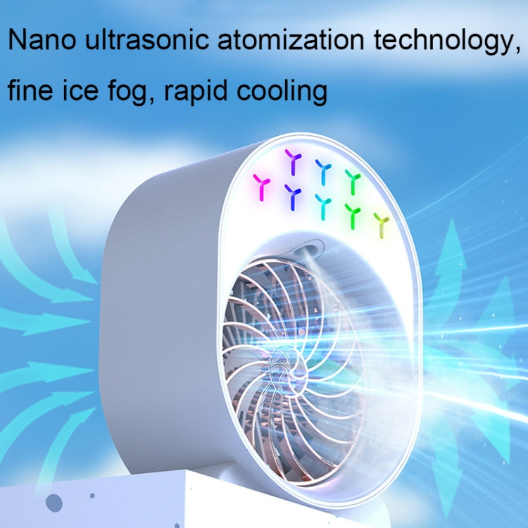USB Spray Humidification Air Conditioning Fan Small Portable Desktop Air Cooler, Style: Charging (Green)