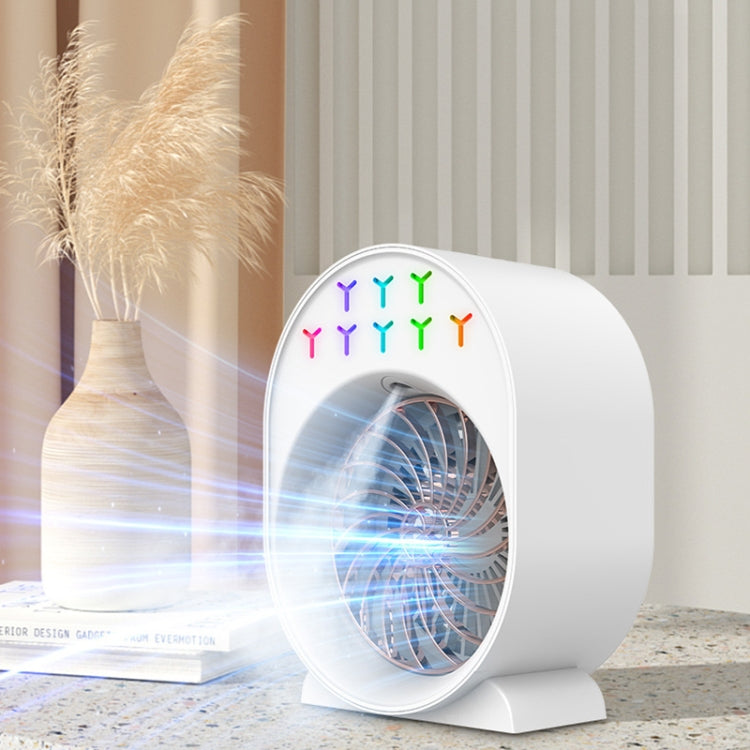 USB Spray Humidification Air Conditioning Fan Small Portable Desktop Air Cooler, Style: Charging (Green)