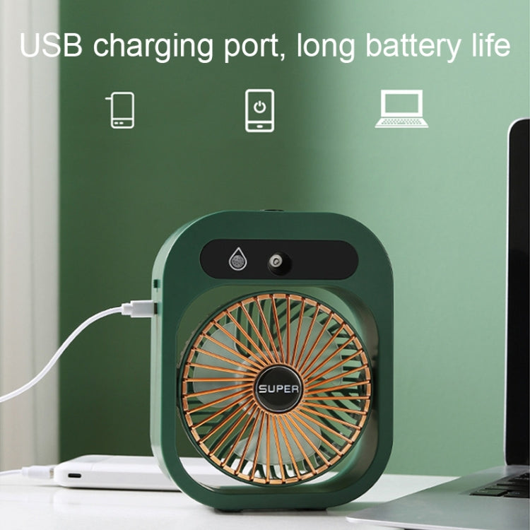 USB Charging Humidification Air Conditioner Fan Nano Spray Desktop Portable Cooling Fan(White)
