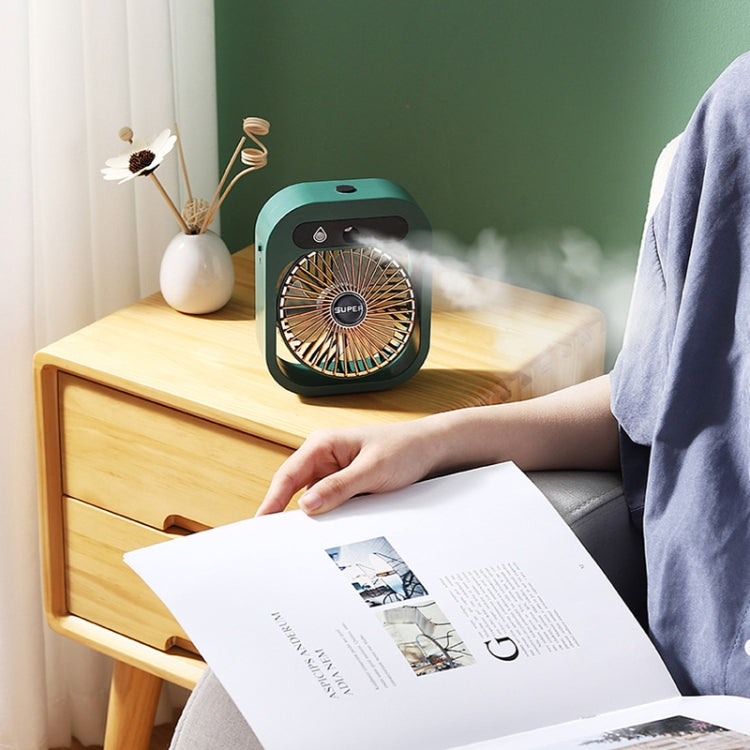 USB Charging Humidification Air Conditioner Fan Nano Spray Desktop Portable Cooling Fan(White)