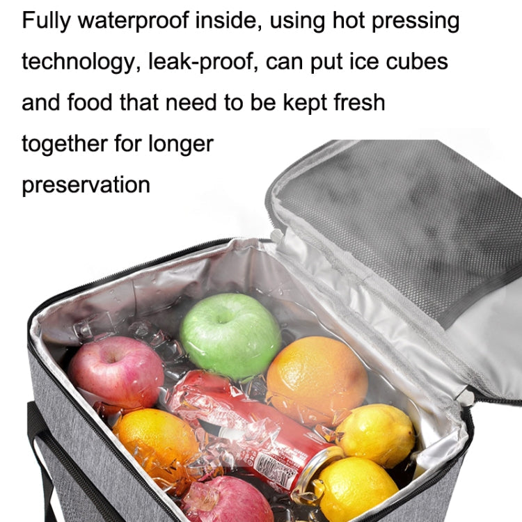 24L Waterproof Oxford Cloth Picnic Bag Outdoor Ice Pack Thickened Portable Insulation Bag(Grey)