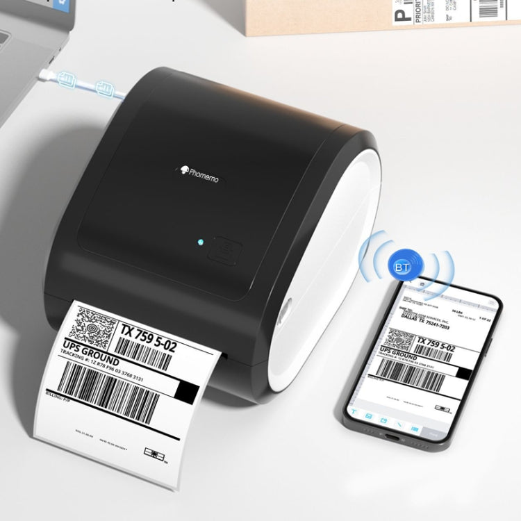 Phomemo D520-BT Bluetooth Thermal Shipping Label Printer Wireless Desktop Printer For Barcode Address Labels, Size: EU(Black White)