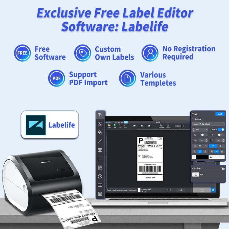 Phomemo D520-BT Bluetooth Thermal Shipping Label Printer Wireless Desktop Printer For Barcode Address Labels, Size: EU(Black White)