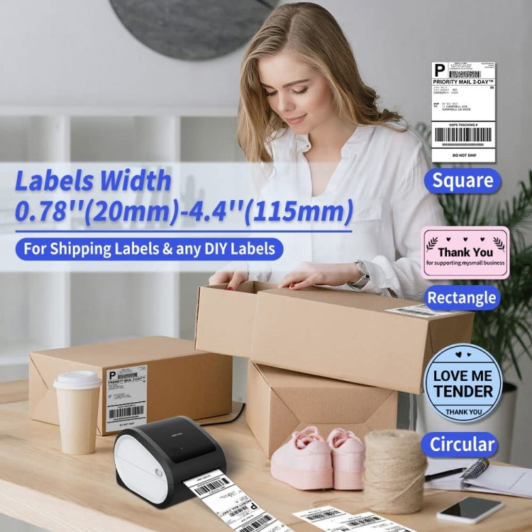 Phomemo D520-BT Bluetooth Thermal Shipping Label Printer Wireless Desktop Printer For Barcode Address Labels, Size: EU(Black White)