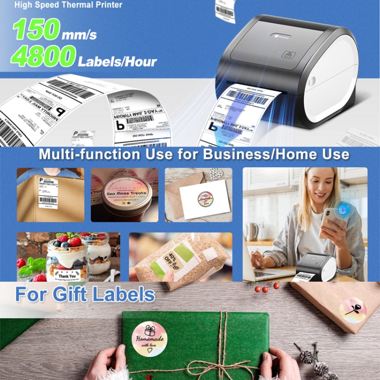 Phomemo D520-BT Bluetooth Thermal Shipping Label Printer Wireless Desktop Printer For Barcode Address Labels, Size: EU(Black White)