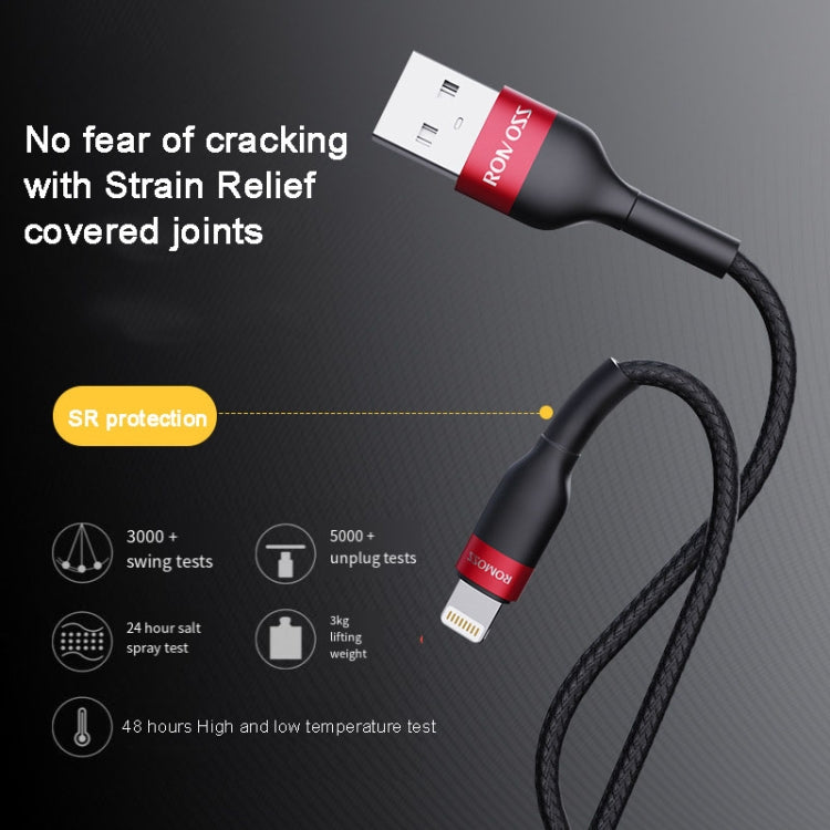 ROMOSS  CB12B 2.4A 8 Pin Fast Charging Cable For IPhone / IPad Data Cable 2m(Gray Black)