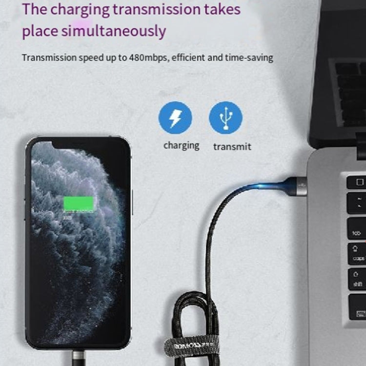 ROMOSS  CB12B 2.4A 8 Pin Fast Charging Cable For IPhone / IPad Data Cable 2m(Gray Black)